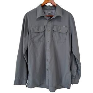 Eddie Bauer Mens L Gray Button Up Shirt Long Sleeve Outdoor Hiking Fishing
